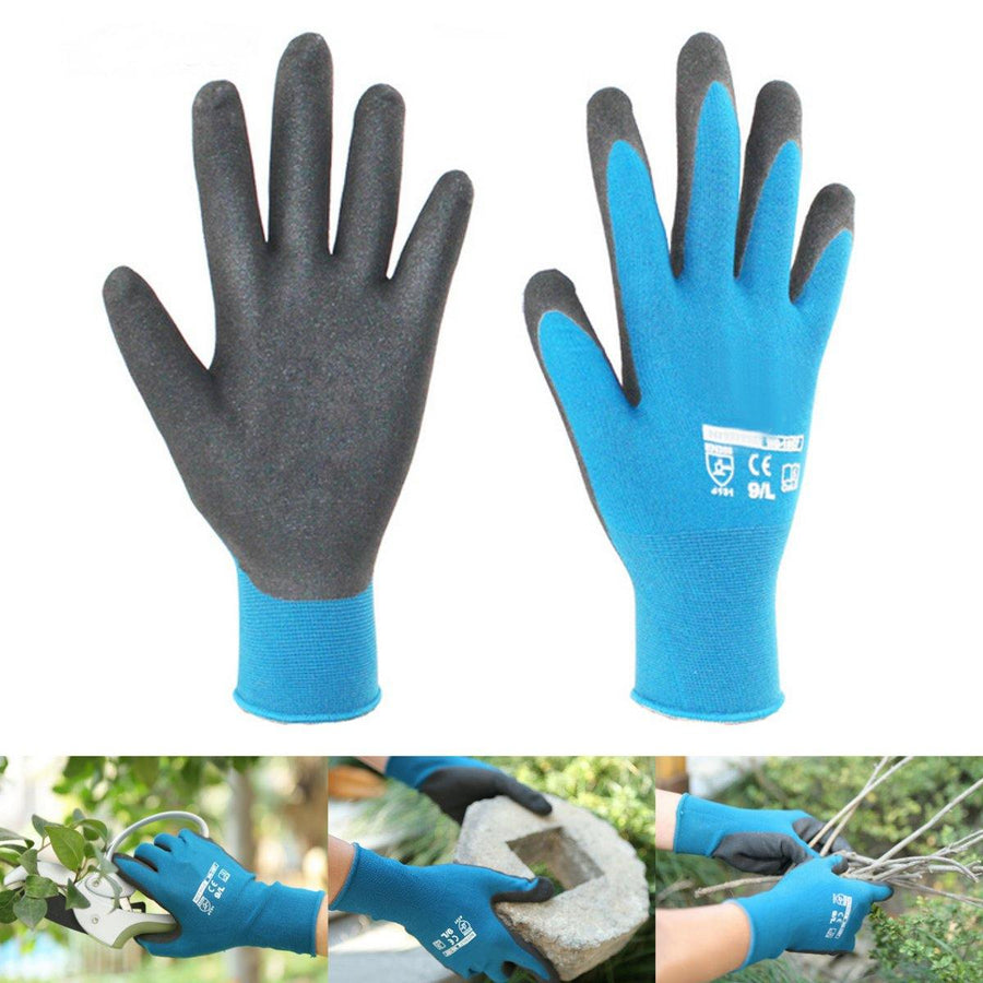 Garden Housework Gloves Waterproof Durable Nylon with Nitrile Sandy Coated Protection Safty Glove - MRSLM