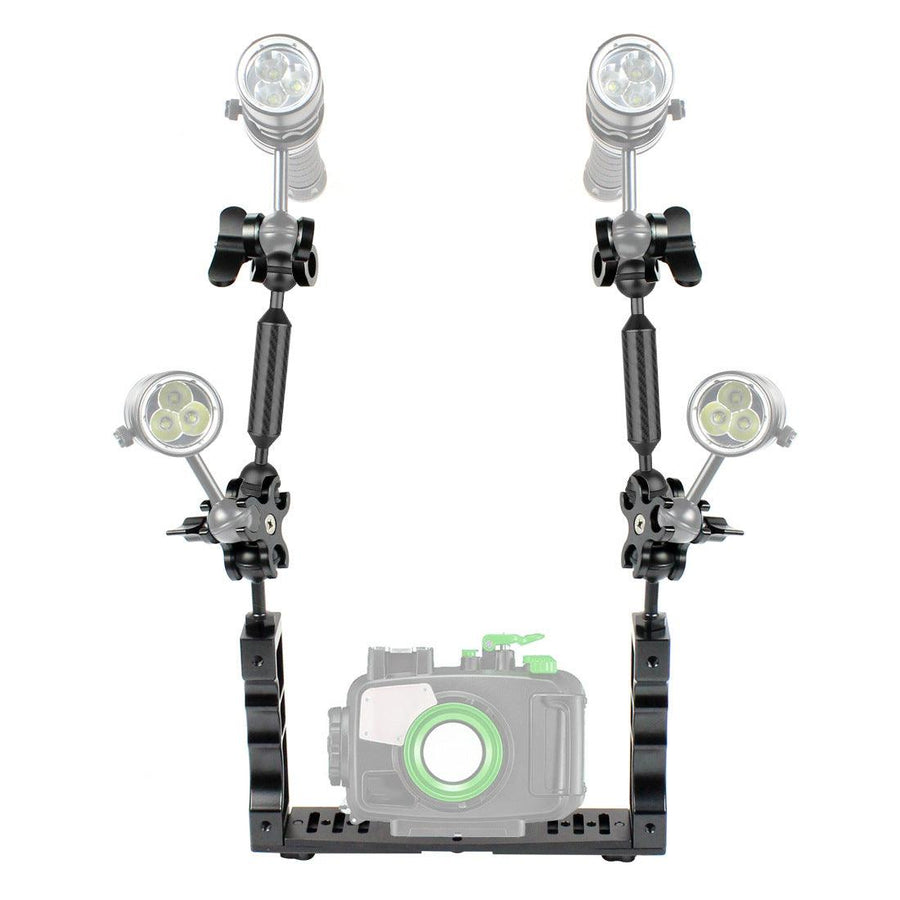 PULUZ PU3041 100M Underwater Diving Tray Stabilizer with Dual Ball Clamp Floating Magic Arm for Video Light - MRSLM