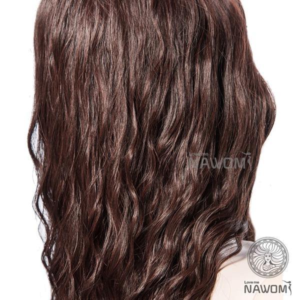 NAVIS Long Curly Brown Synthetic Hair Wig Matt High-Temperature Wavy Side Bang Wigs - MRSLM