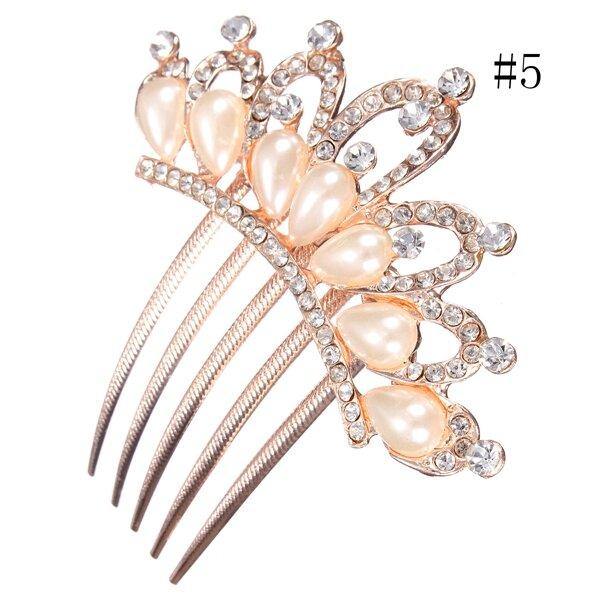 Flower Crystal Rhinestone Pearl Hair Clip Comb Pin Hairpin - MRSLM