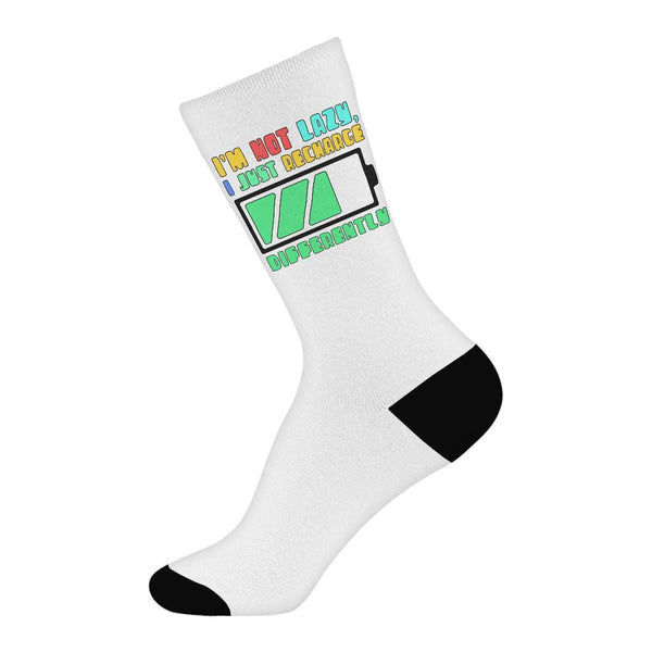 I am Not Lazy Socks - Printed Novelty Socks - Best Design Crew Socks - MRSLM