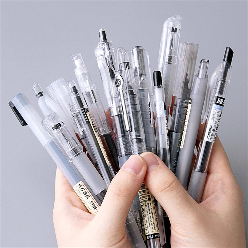 Dianshi DS-904/914/924 Netural Pen 0.38/0.5mm Nib Transparent Design Black Ink Gel Pen Writing Sketching Signing Pen For Students Office - MRSLM