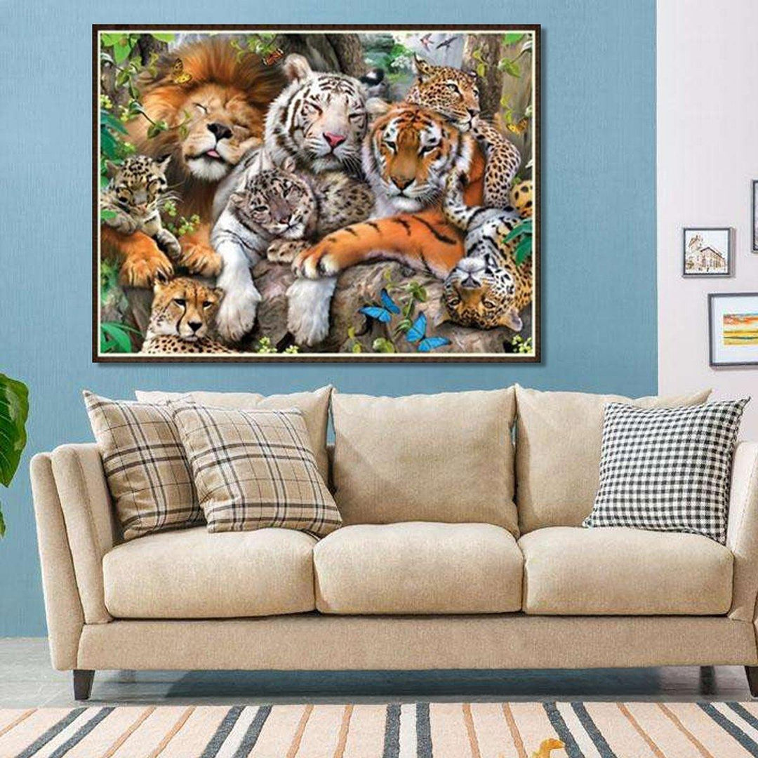 Animal Lion Tiger Cheetah DIY 5D Diamond Paintings Tool Embroidery Cross Stitch Decor - MRSLM