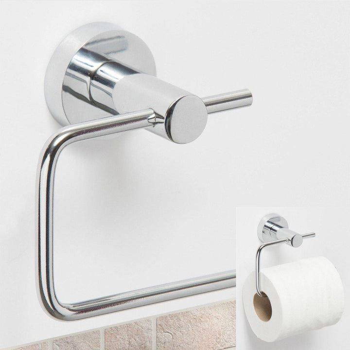 Toilet Roll Tissue Paper Dispenser Holder Wall Mounted Ring Hoop Hook Chrome New - MRSLM