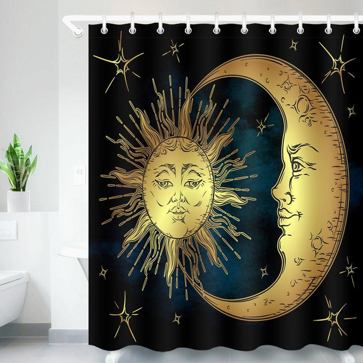 180x180cm Sun Bathroom Waterproof Polyester Fabric Shower Curtains With 12 Hooks + Toilet Mat Rug - MRSLM