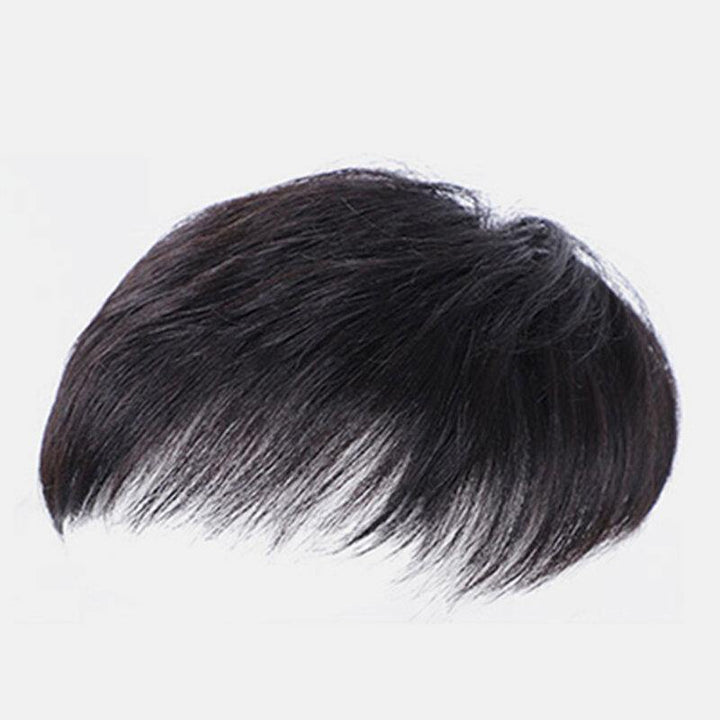 Mediterranean Baldness Replacement Wig Breathable Without Trace Bangs Short Straight Human Hair Wig - MRSLM