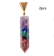 seven chakra crystal hexagon necklace, view 4 - MRSLM