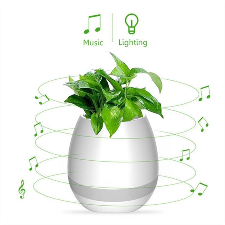 Honana FGP1 USB bluetooth Music Flower Pot Electrostatic Induction Night Light Flower Pot (white) - MRSLM