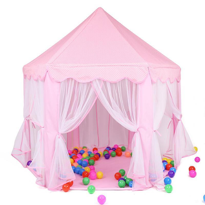 Pink Girls Castle Play Tent Princess Playhouse Children Kids Indoor Toys - MRSLM