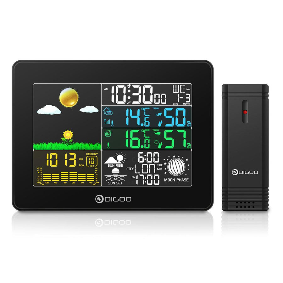 DIGOO Wireless Full-Color Screen Digital USB Outdoor Barometric Pressure Weather Station Smart Home Hygrometer Thermometer Forecast Sensor - MRSLM