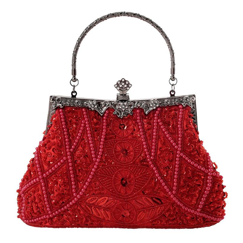 Ladies Hand Beaded Embroidered Evening Dress Embroidered Handbag - MRSLM