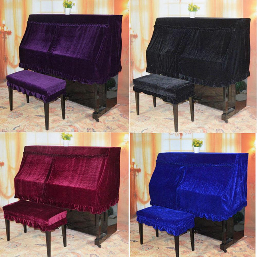 4 Colors Piano Half Cover Elegant Pleuche Protector + Double Piano Stool Cover - MRSLM