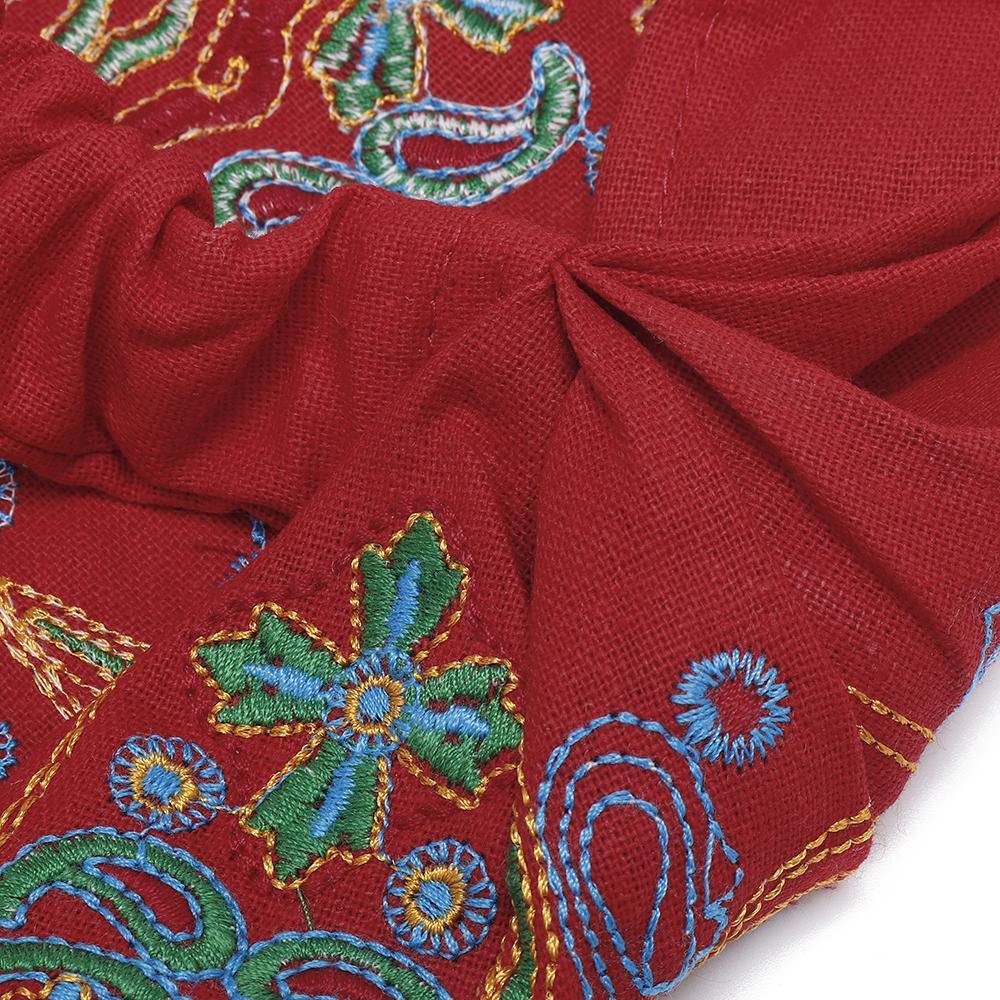 Women Ethnic Embroidery Cotton Beanie Caps Vintage Good Elastic Breathable Turban Caps - MRSLM