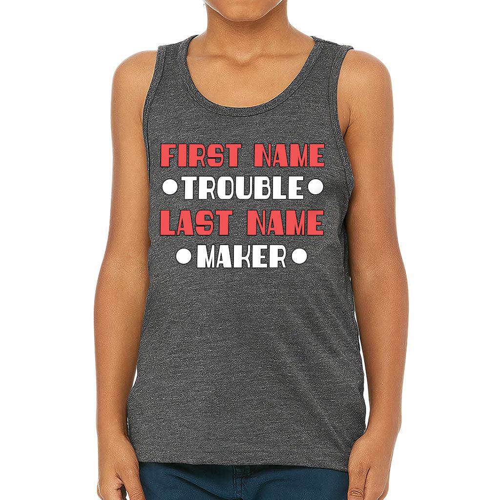 Trouble Maker Kids' Jersey Tank - Funny Sleeveless T-Shirt - Cool Kids' Tank Top - MRSLM