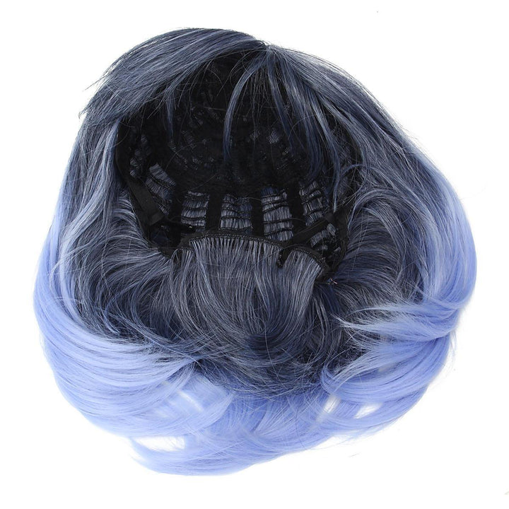 35-40cm Blue Gradient Cosplay Wig Woman Short Curly Hair Anime Natural Role Play Capless - MRSLM