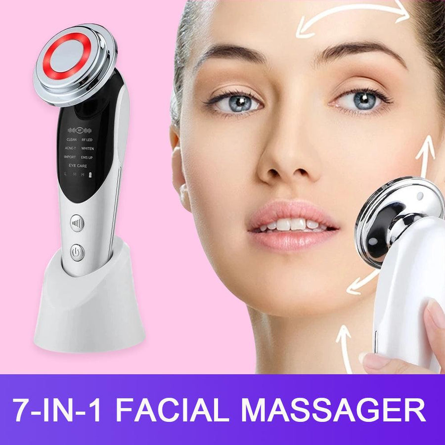 7-in-1 Facial Massager EMS Micro-current Color Light Vibration LED Beauty Purifying Introducer Skin Care Beauty Device - MRSLM