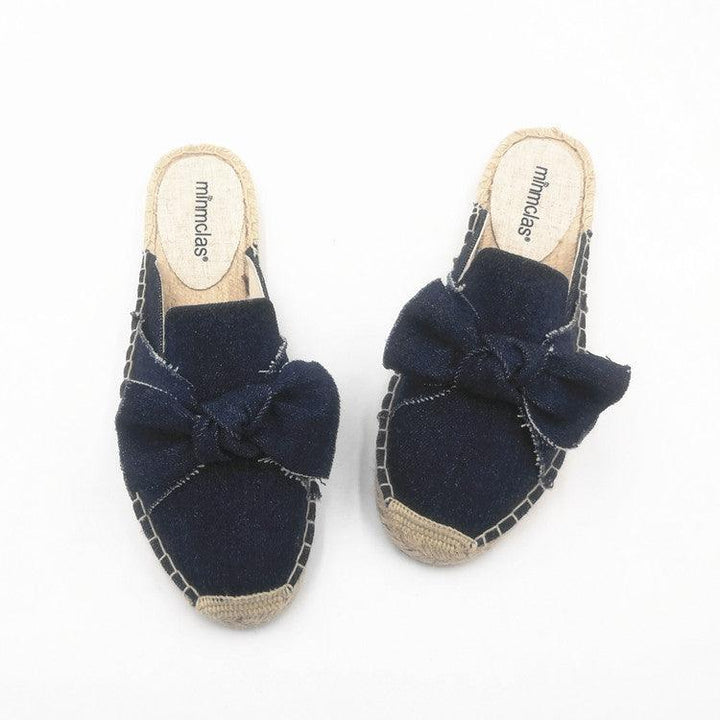 Fisherman Shoes Women Embroidered Bowknot Flat Bottomed Lazy Slippers - MRSLM