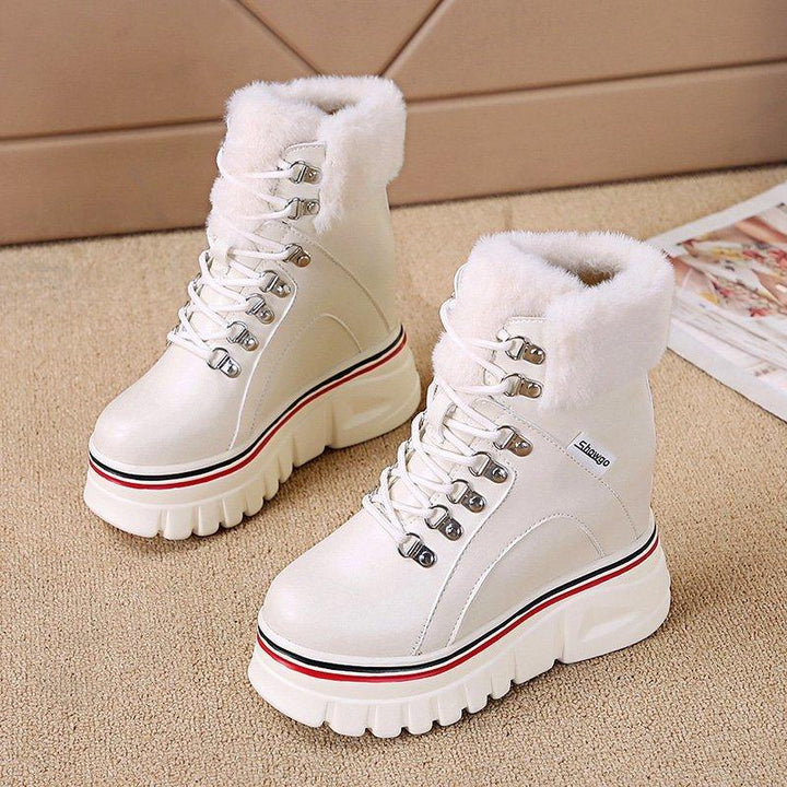 Casual Thick Soled Round Toe Women's Autumn And Winter Boots - MRSLM