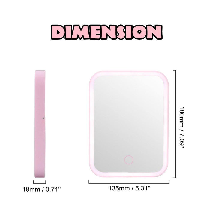 LED Touch Screen Makeup Mirror Desktop Cosmetics Lighting Mirror USB Adjustable - MRSLM
