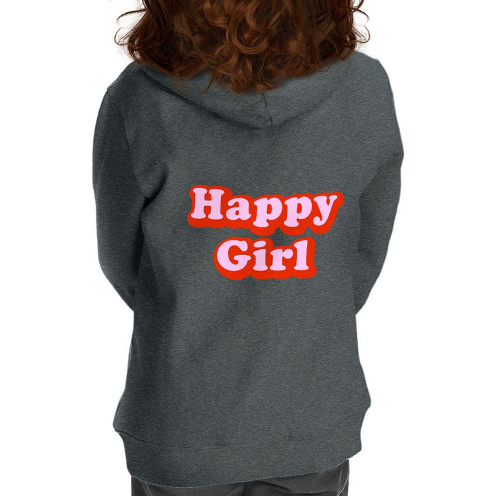 Happy Girl Toddler Full-Zip Hoodie - Graphic Toddler Hoodie - Cute Design Kids' Hoodie - MRSLM