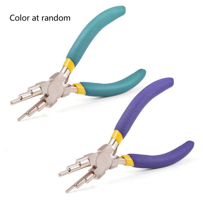 6 in 1 Wire Wrapper Looping Forming Jewelry Plier 6-Steps Multi Size Barrels Pliers Bail Jewelry Making Colors at Random - MRSLM