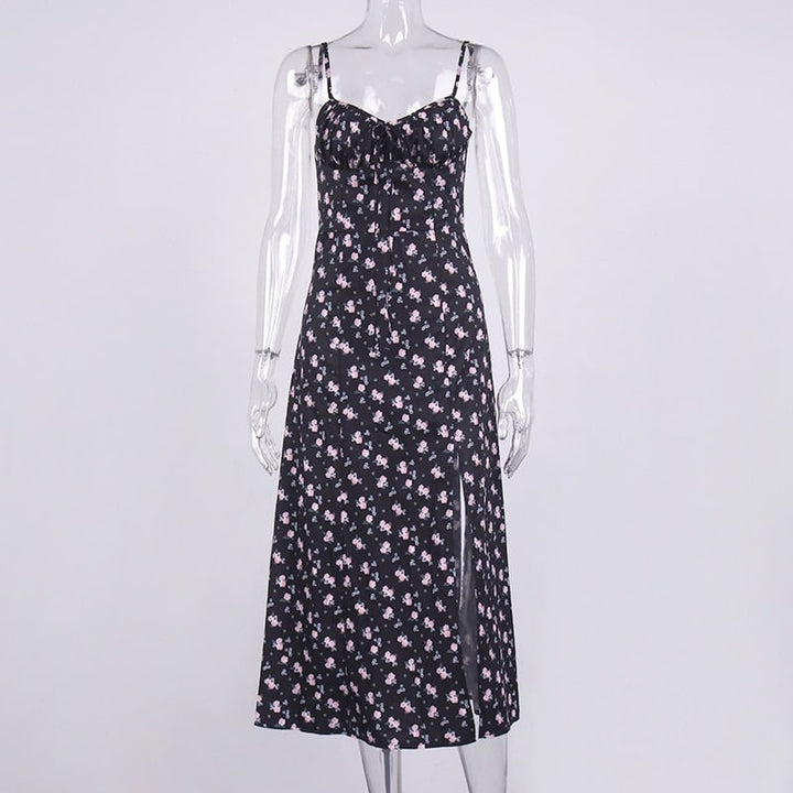 Women's Vintage Floral Printed Midi Dress