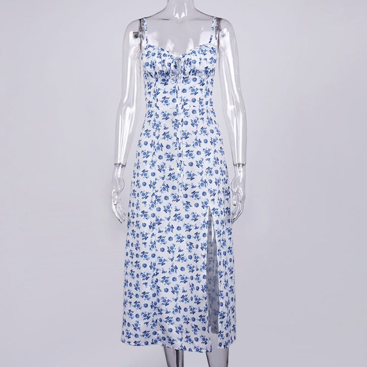 Women's Vintage Floral Printed Midi Dress