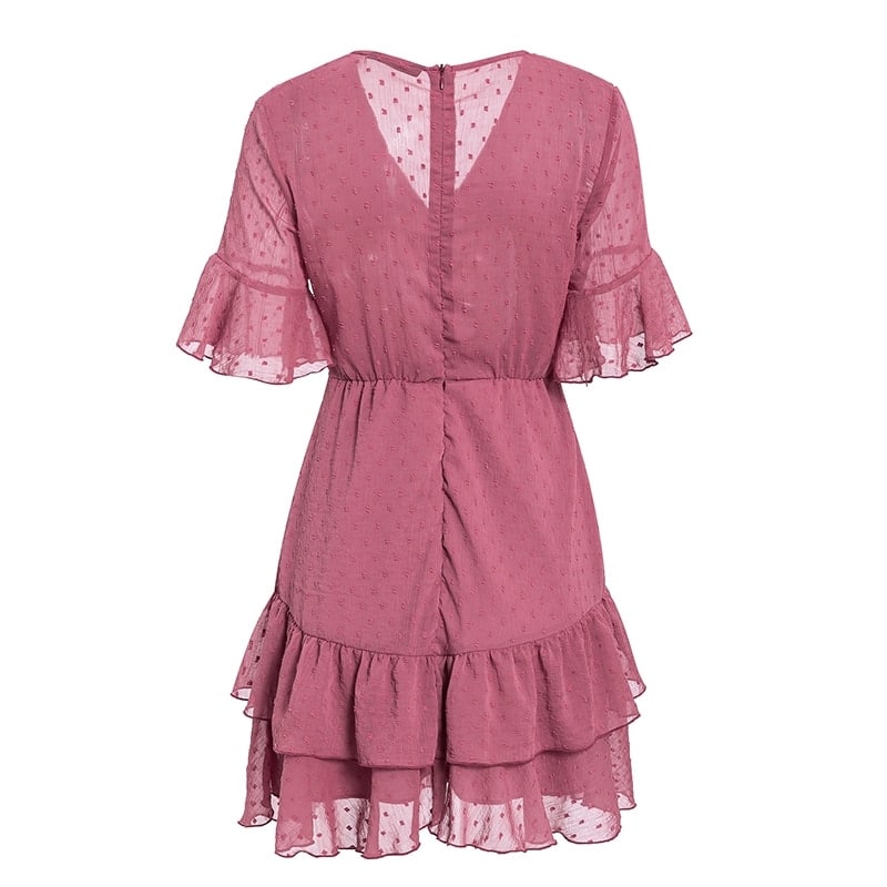 Boho-Chiffonkleid in Dunkelrosa