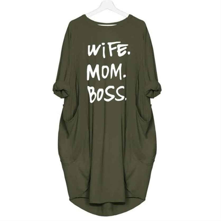 Women's Casual Wife Mom Boss Printed Dress