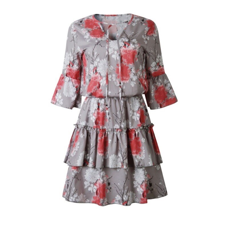 ruffle chiffon lantern sleeve dress, view 4 - MRSLM