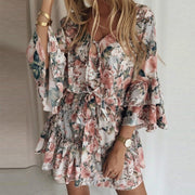 ruffle chiffon lantern sleeve dress, view 9 - MRSLM