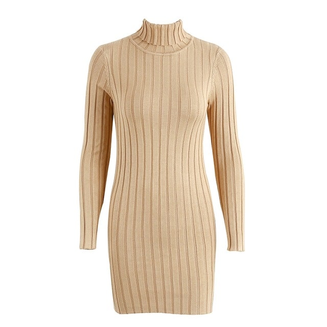 Women's Turtleneck Sweater Bodycon Dress
