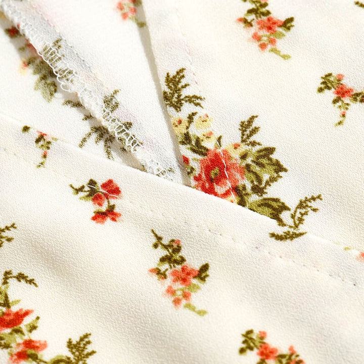 Women's Casual Flower Print V-Neck Short Sleeved Dress
