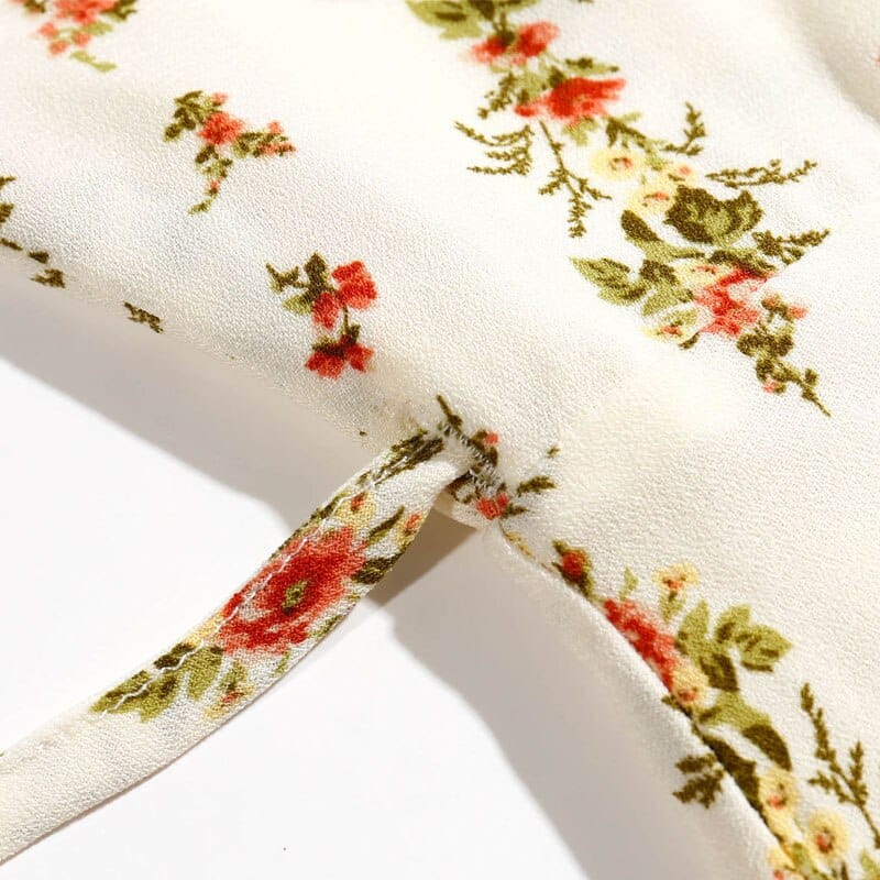 Women's Casual Flower Print V-Neck Short Sleeved Dress
