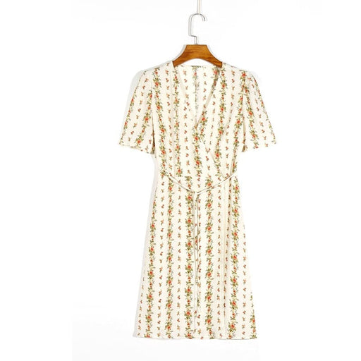Women's casual flower print V-neck dress, view 2 - MRSLM