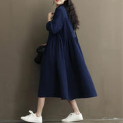 Button down linen tea women's dress, view 7 - MRSLM