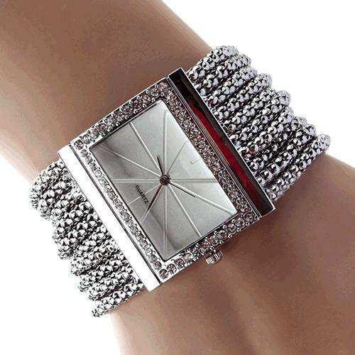 New Fashion Quartz Women's Silver Tone Band Rhinestone Bangle Bracelet Watch - MRSLM