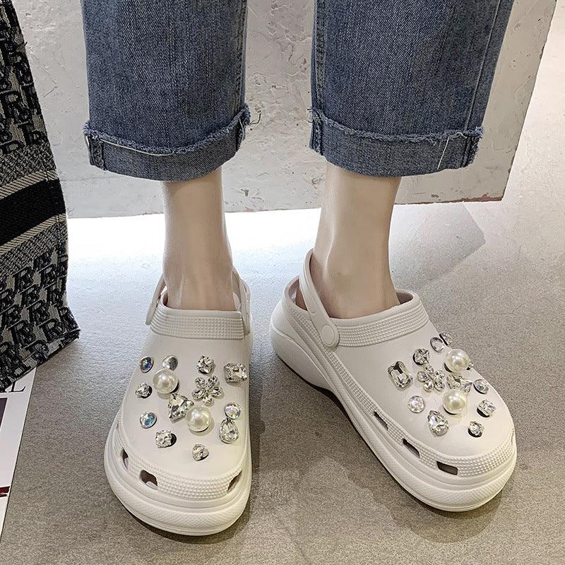 Hole Shoes Women's Summer Thick-soled Increased Outer Wear Baotou Slippers - MRSLM