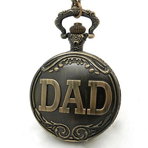 Vintage Men DAD Quartz Pocket Watch Necklace Pendant Chain Father's Day Gift - MRSLM