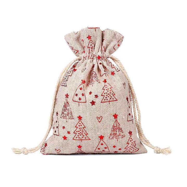 50Pcs Mini Cotton Burlap Linen Christmas Cotton Drawstring Bag Jewelry Gift Storage Bags - MRSLM