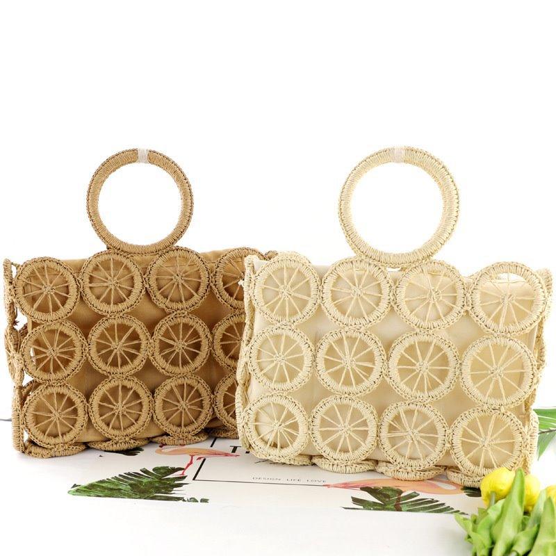 The New Circle Hollow Paper Rope Woven Bag Diagonal Straw - MRSLM