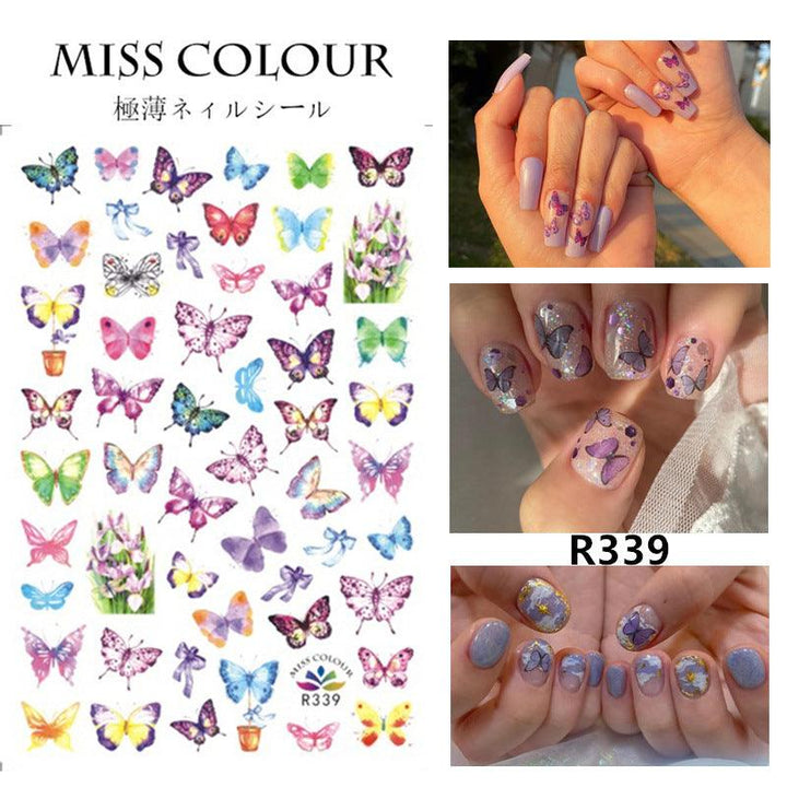 Nail Butterfly Stickers Do Not Fade Waterproof 3D Adhesive Stickers DIY Nail Decals (01#) - MRSLM