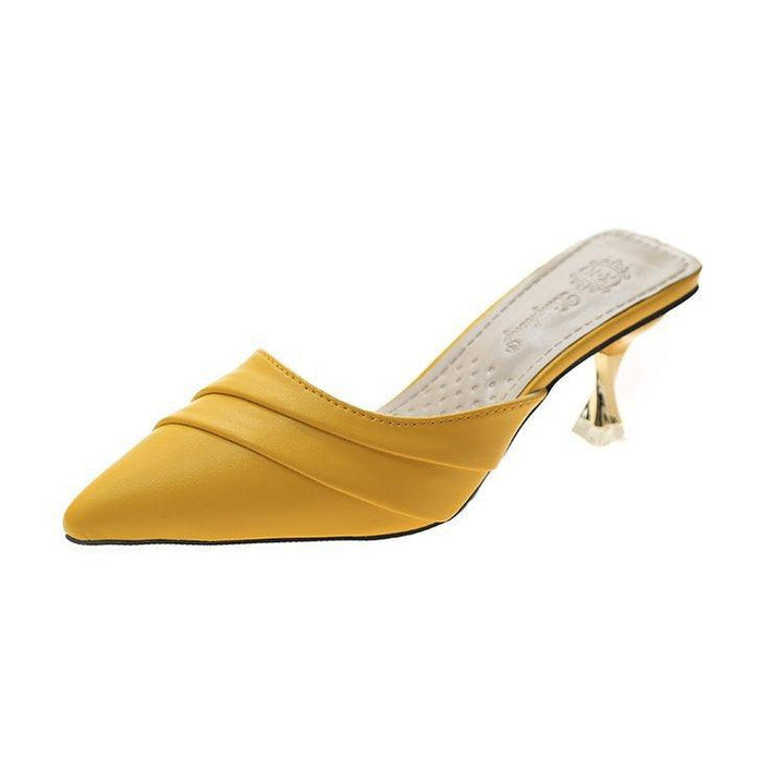 Korean Style Pointed Toe Baotou Half Slippers Women - MRSLM