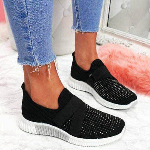 women's rhinestone casual flat shoes - MRSLM