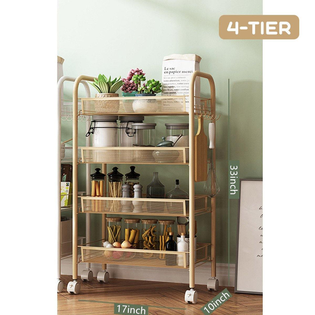 3/4/5 Tier Rolling Trolley Storage Holder Rack Organiser Home Office Kitchen Bathroom - MRSLM
