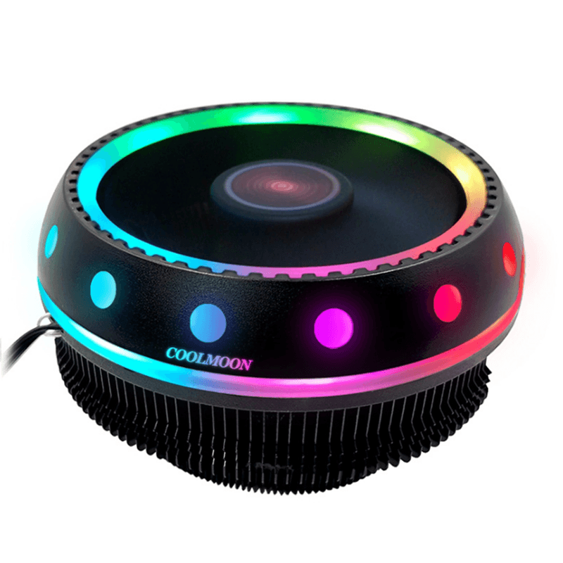 Coolmoon DC 12V 3Pin UFO Colorful Backlight 100mm CPU Cooling Fan PC Heatsink for Intel/AMD For PC Computer Case - MRSLM
