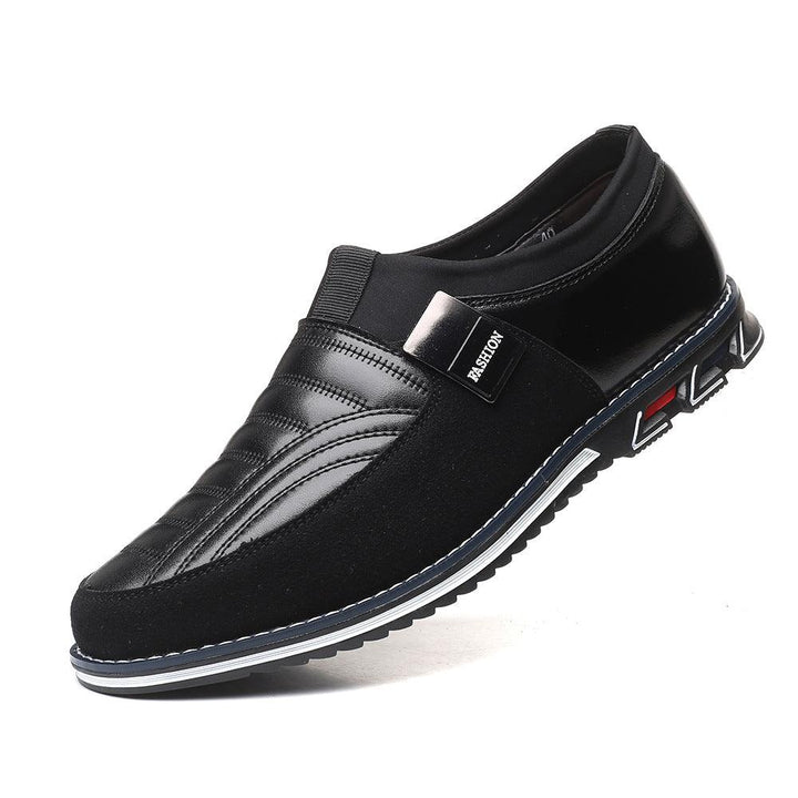 Rubber Breathable Round Toe Black Casual Microfiber Leather Shoes - MRSLM