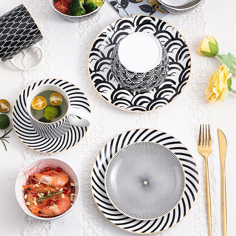 8-inch Nordic Style Geometric Series Ceramic Breakfast Plate Western Steak Flat Dish Plate Fruit Plate Decoration Hanging Plate - MRSLM