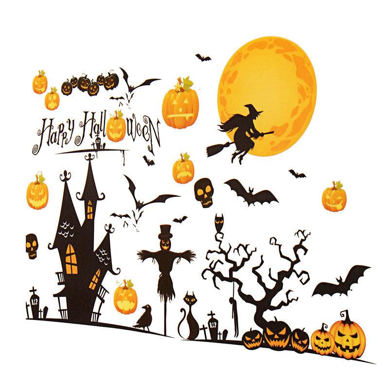 Halloween Decoration Art Paper Stick Home Pumpkin Castle Moon - MRSLM