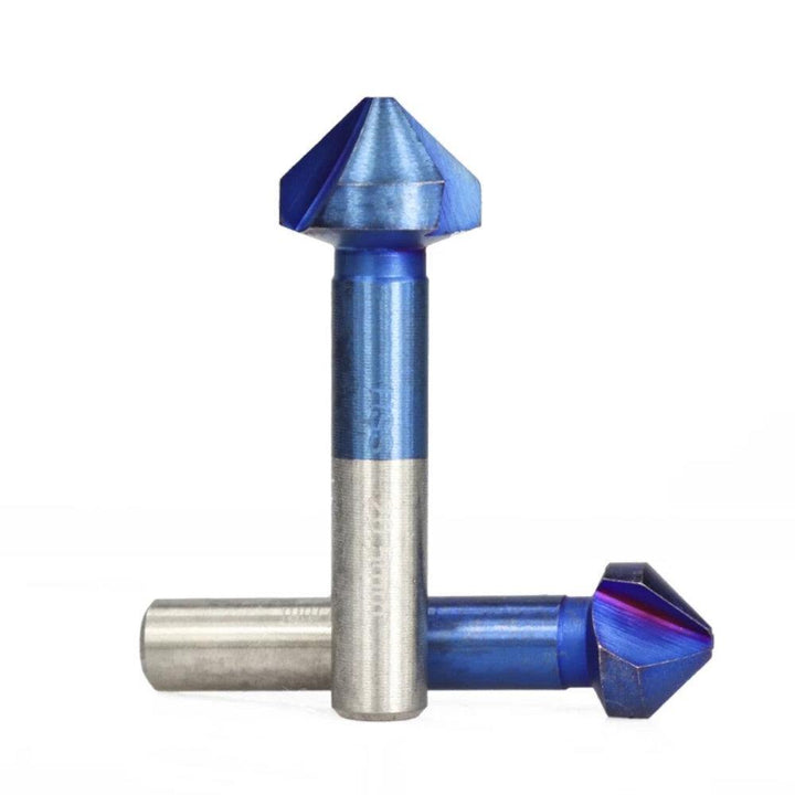 Drillpro 6Pcs 6.3-20.5mm 90 Degrees 3 Flutes Countersink Drill Bit Nano Blue Coated Chamfer Cutter HSS Chamfer Drill Bit Set - MRSLM